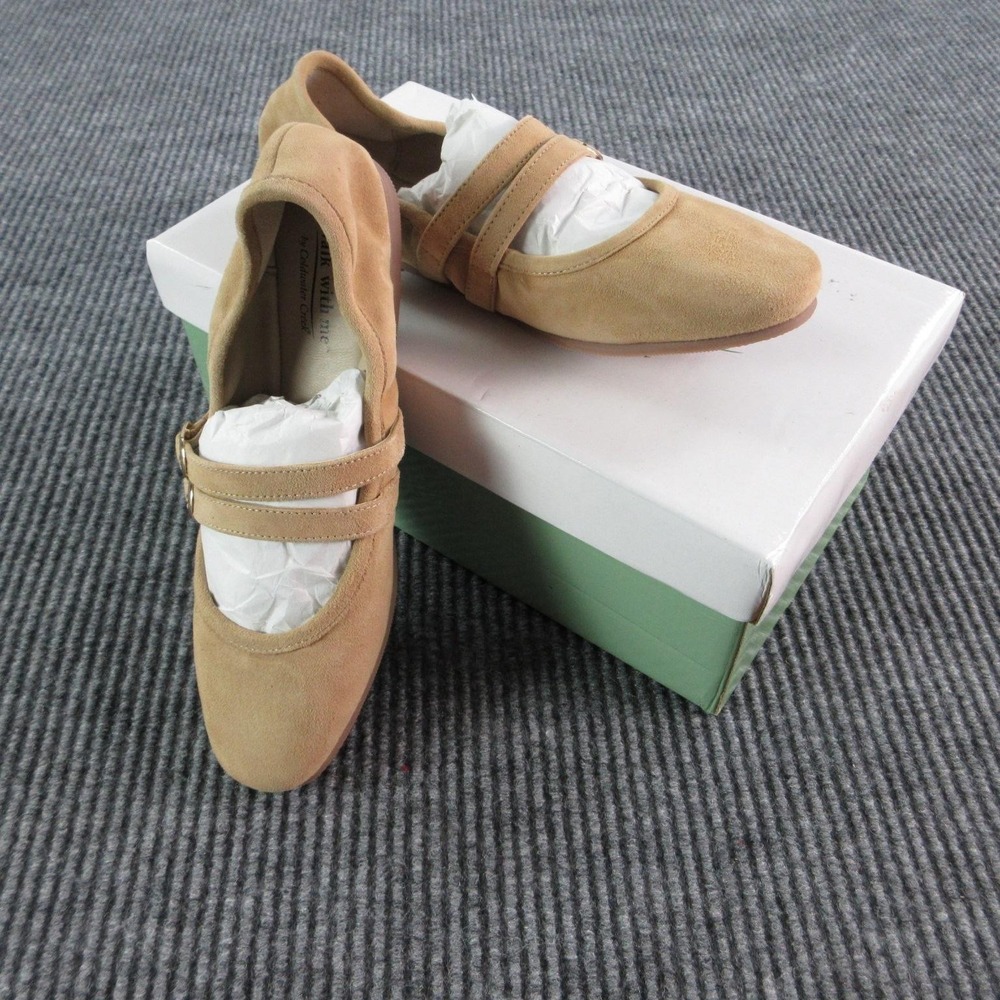 Walk With Me By Coldwater Creek Shoes Womens Size 7.5 Latte Mary Jane Flats NWB